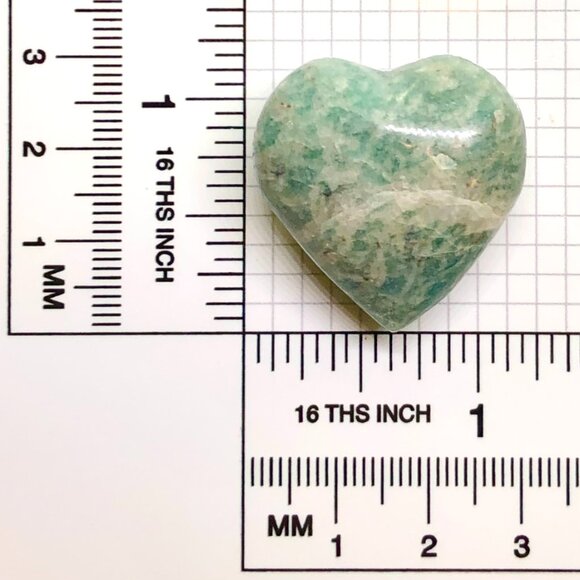 Amazonite Palm Stone Heart Shape 1"  17g  calming soothing Stone Truth Courage - Picture 9 of 9
